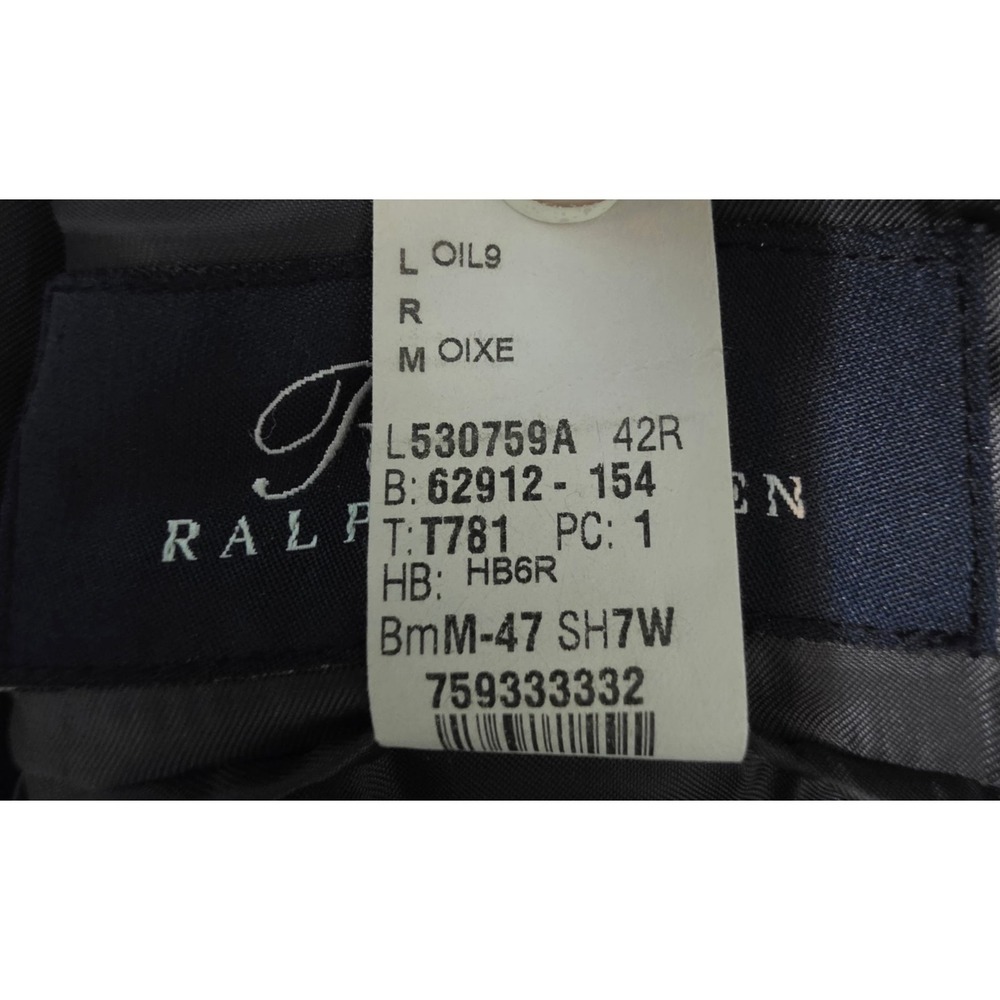 Ralph , Ralph Lauren Mens 42R Gray Blue Micro Check Wool Sport Coat Blazer - Picture 9 of 10